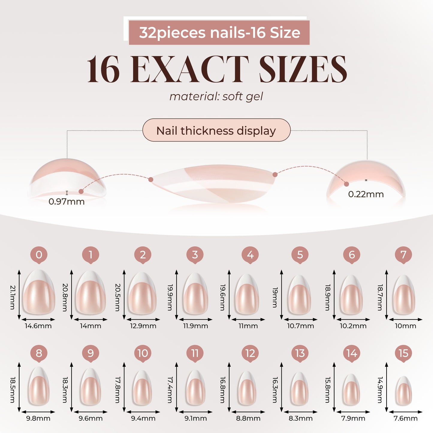 Almond-Shaped French Soft Gel Press-On Nails (Short)