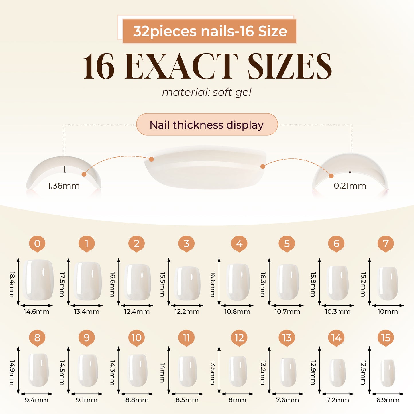 UNA GELLA short chrome white press-on nails, squoval-soft shape, 32 reusable gel fake nails with 16 sizes for easy application.