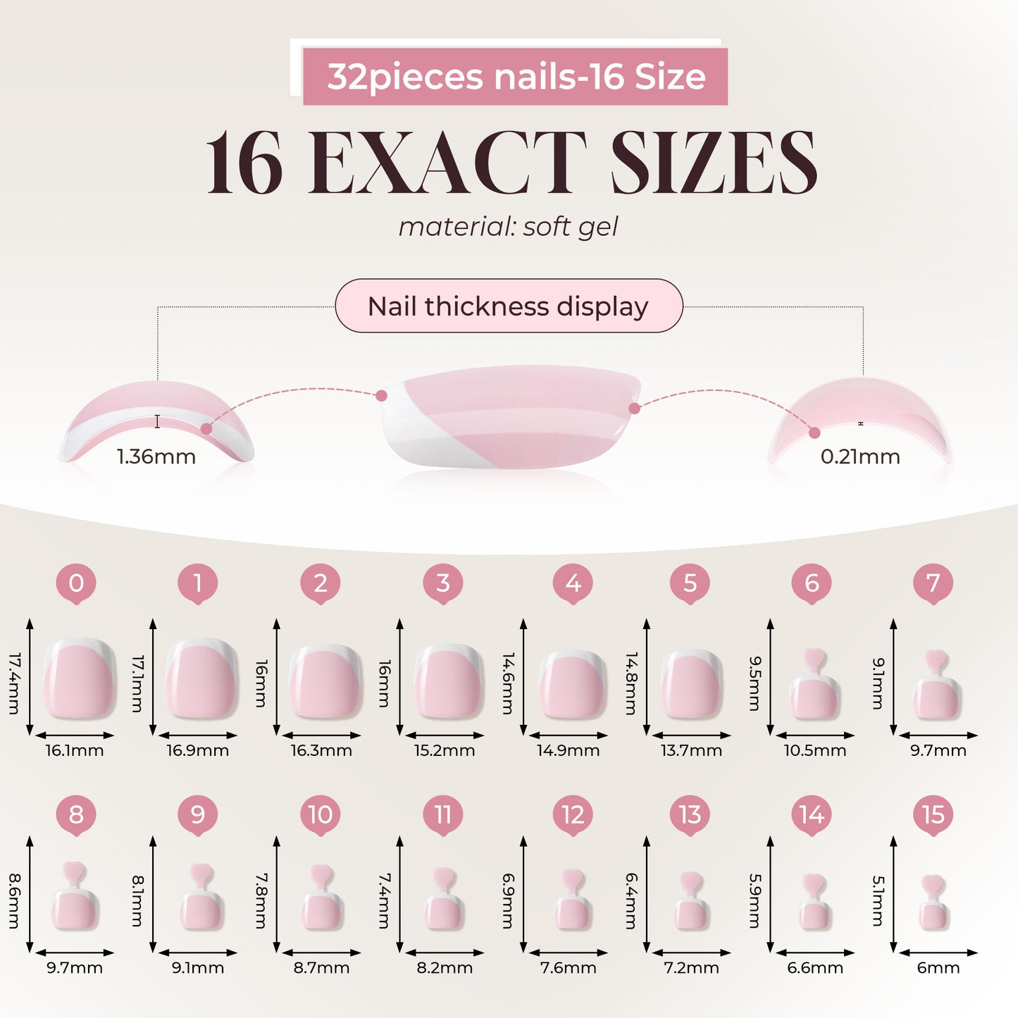 Reusable UNA Gella squoval-soft gel press-on toenails kit with pink French design in 16 sizes, showing the nail set on a white background.