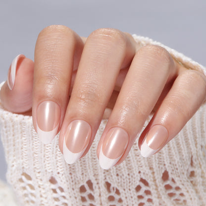 Almond-Shaped French Soft Gel Press-On Nails (Short)