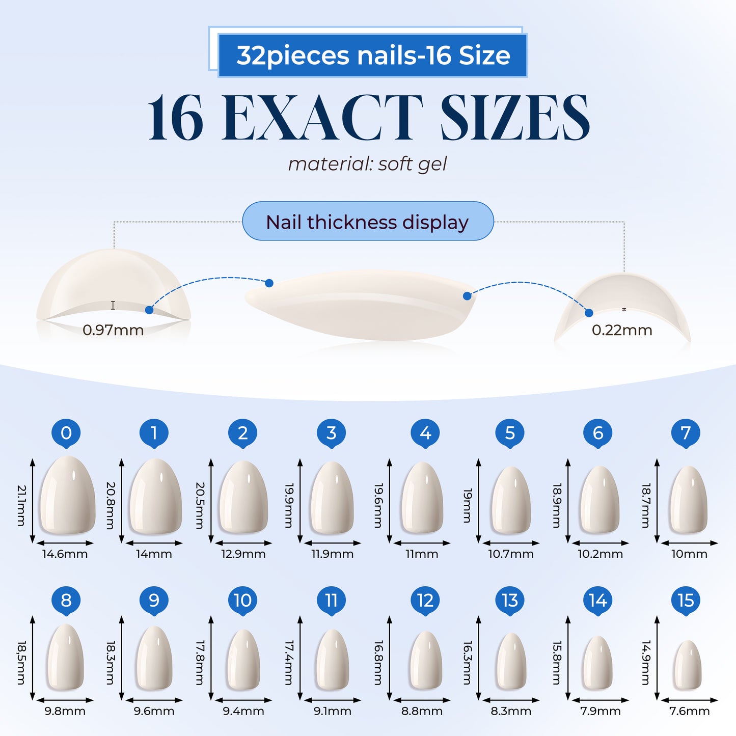 White Almond-Shaped Press-On Nails