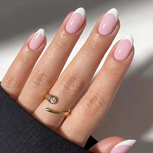 UNA GELLA Short Oval Soft Gel 32Pcs 16 Sizes Press on Nails Pink