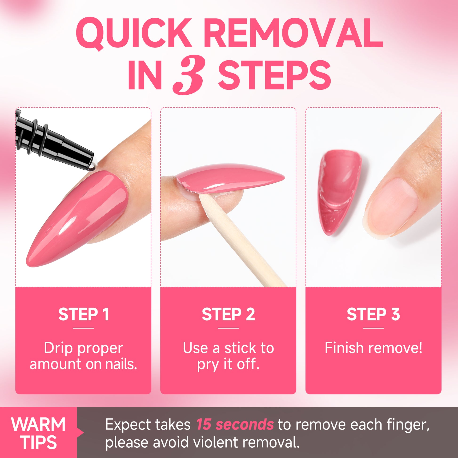 UNA GELLA semi-solid nail gel remover kit for press-on nails, featuring gel remover that requires no curing lamp.