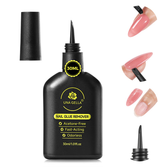 UNA GELLА 30ml nail polish remover with pry tool, acetone-free press-on nail glue remover and gentle solution for gel nails.