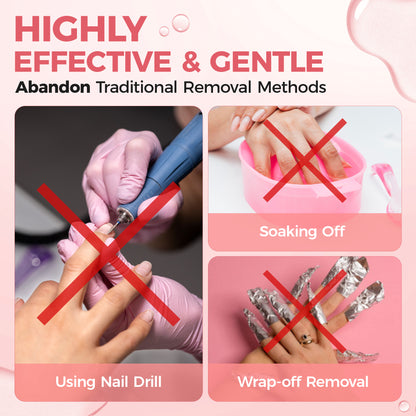 UNA GELLA 30ml nail polish remover with built-in pry tool, acetone-free press-on nail glue remover for easy removal.
