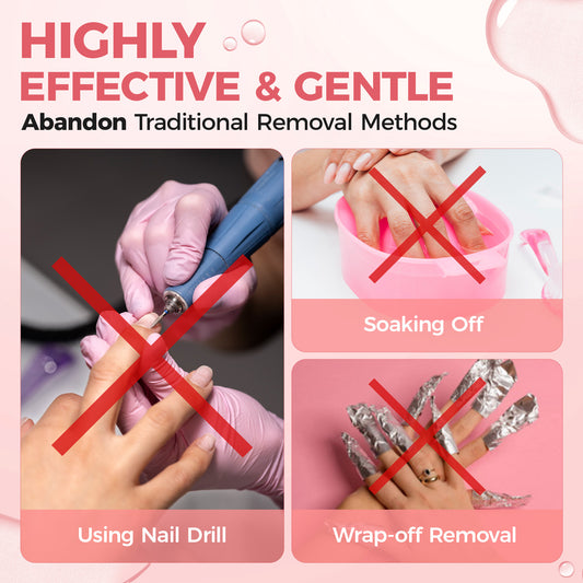 UNA GELLA 30ml nail polish remover with built-in pry tool, acetone-free press-on nail glue remover for easy removal.