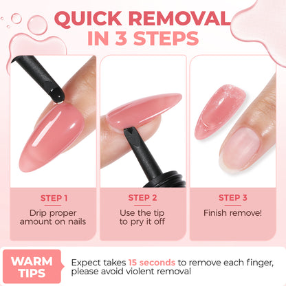 UNA GELLA 30ml nail polish remover with pry tool, acetone-free press-on nail glue remover for gentle, effective nail gel removal.