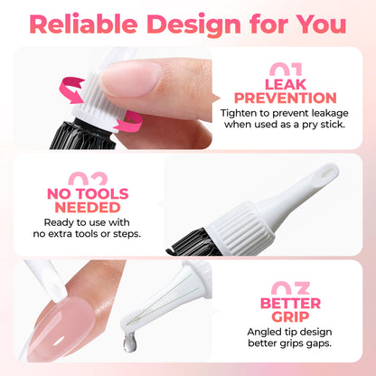 UNA GELLA Nail Glue Remover, acetone-free nail polish remover for press-on nails, in two 10ml bottles, gentle and effective.