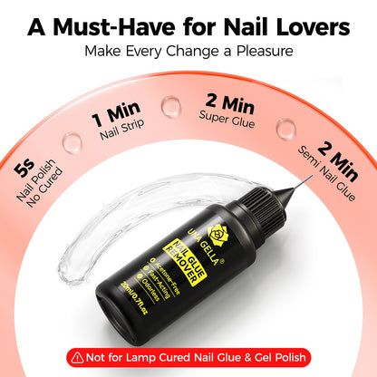 UNA GELLA nail polish remover bottle, acetone-free gentle adhesive remover for artificial and natural nails, 20ml.