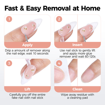 UNA GELLA Nail Polish Remover 20ml, acetone-free, gentle adhesive remover for artificial nails and gel nails.