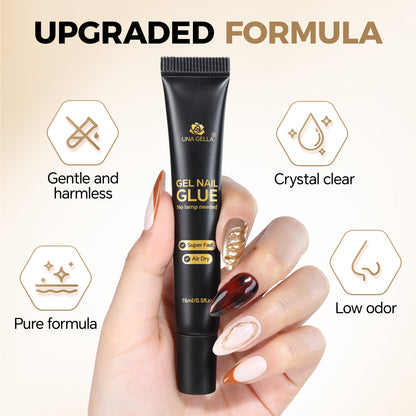 UNA GELLA Nail Repair Gel 15g, air-dry gel for press-on nails, no UV lamp needed, with a smooth, strong nail gel texture.