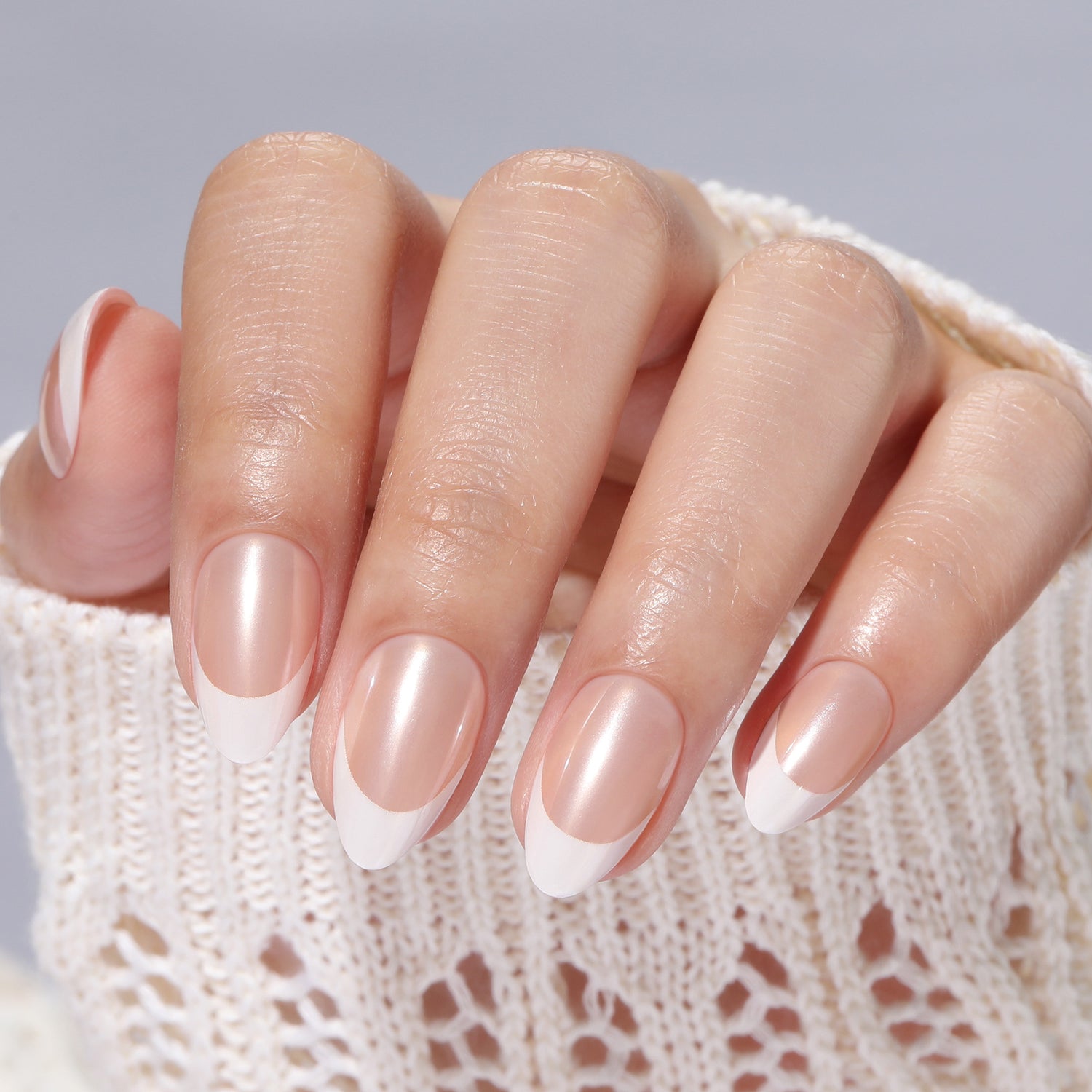 UNA GELLA Almond French short soft gel press-on nails, almond-shaped nail tips, reusable and natural-looking for a stylish manicure.