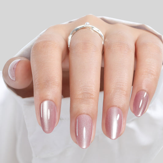 UNA GELLA short almond pink rose press-on nail tips, reusable gel nail tips kit with 32 pieces, for easy at-home manicures.