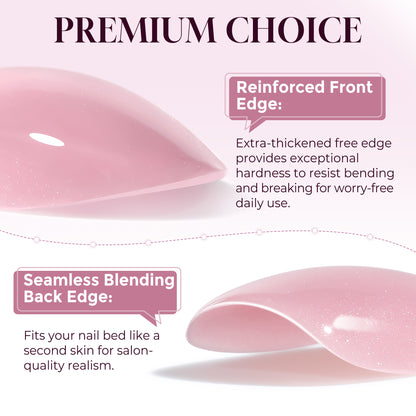 UNA GELLA cat eye press on nail tips in short almond shape with pink rose design, reusable gel nail tips, 32-piece kit.