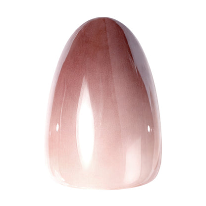 UNA GELLA reusable press on nails in brown metallic gradient, short almond shape, perfect for DIY nail designs.