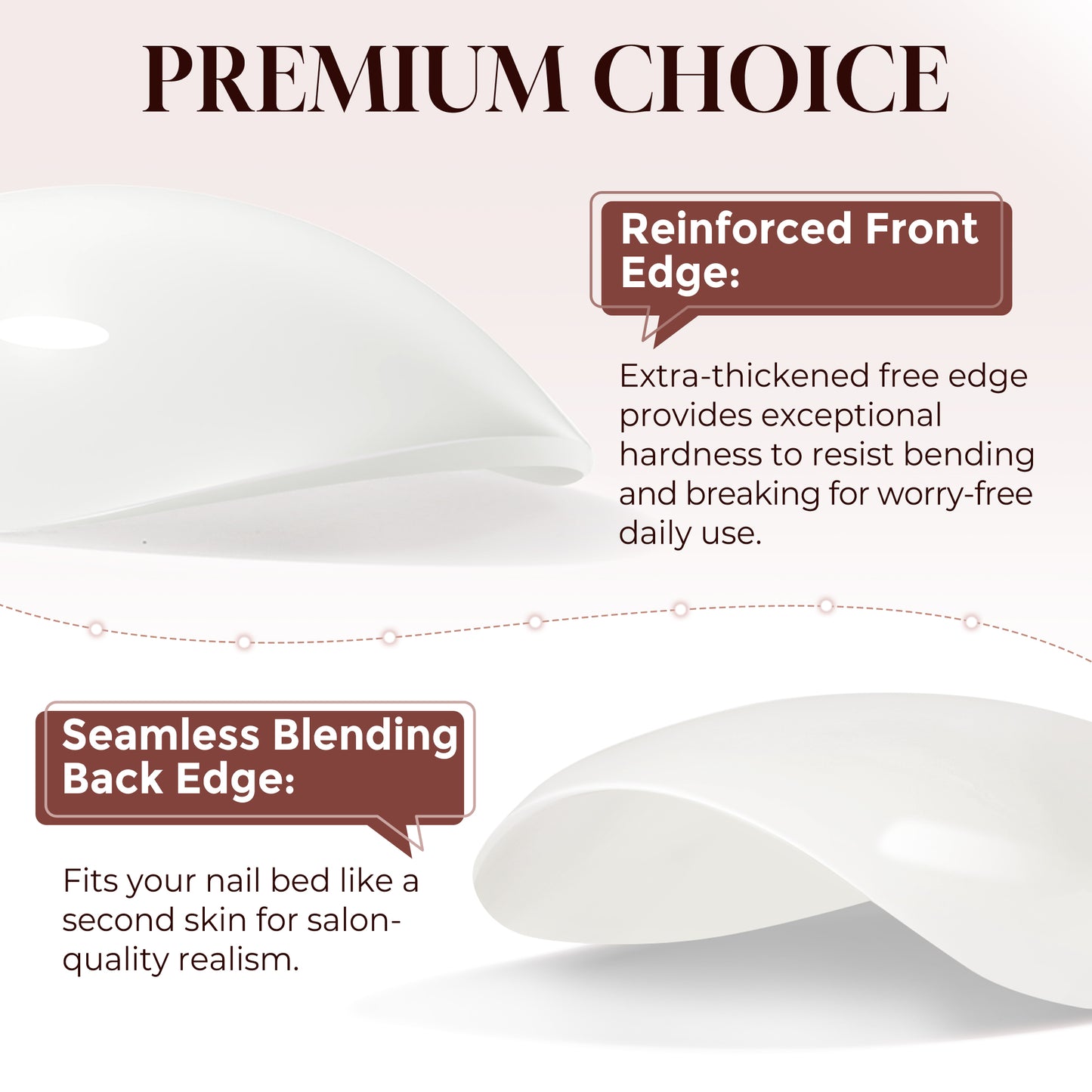 Milky white almond-shaped press-on nails by UNA GELLA, short soft gel reusable nail tips in 16 sizes, displayed on a white background.