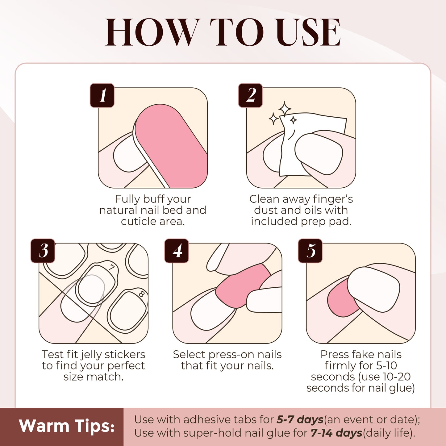 Milky white almond-shaped press-on nails by UNA GELLA, short soft gel nail tips, reusable with 16 sizes for a natural look.
