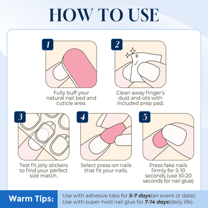White almond-shaped press-on nail tips by UNA GELLA, reusable gel salon grade nail tips for natural-looking manicures.