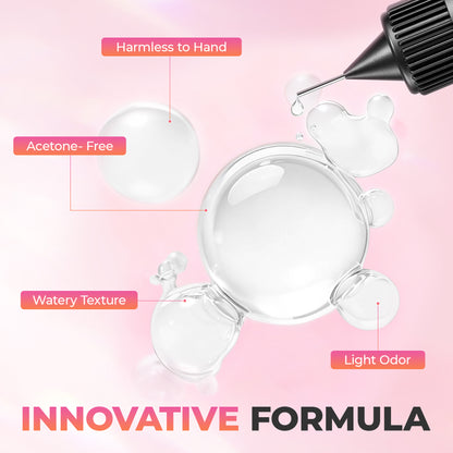 UNA GELLA 20ml nail glue remover solution, acetone-free formula for quick removal of press-on nails, shown in the image.