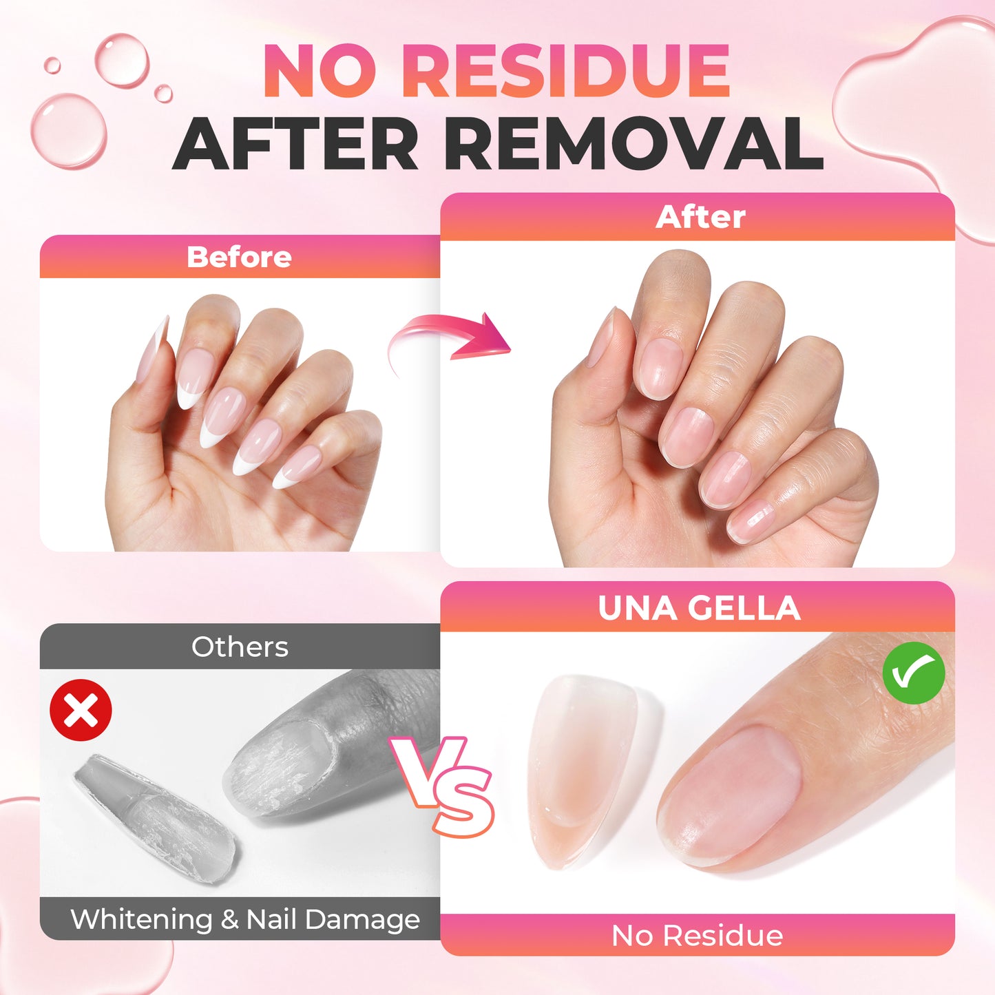 UNA GELLA 20ml nail glue remover, acetone-free removal solution for quick and gentle removal of press-on nails.