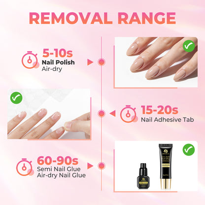 UNA GELLA nail glue remover solution in 20ml bottle, acetone-free formula for quick removal of press-on nails.