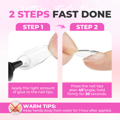 UNA GELLA solid nail glue in 15ml bottle, strong bond for press-on nails, no UV lamp needed, quick-drying nail adhesive.