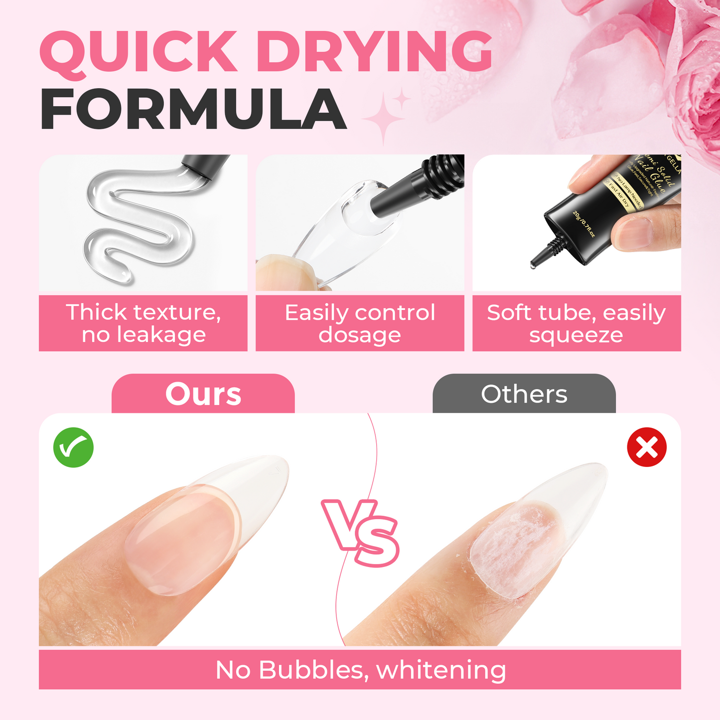 UNA GELLA semi-solid nail glue 20g, fast-cure press-on nail adhesive with strong hold, ideal for secure, long-lasting manicures.