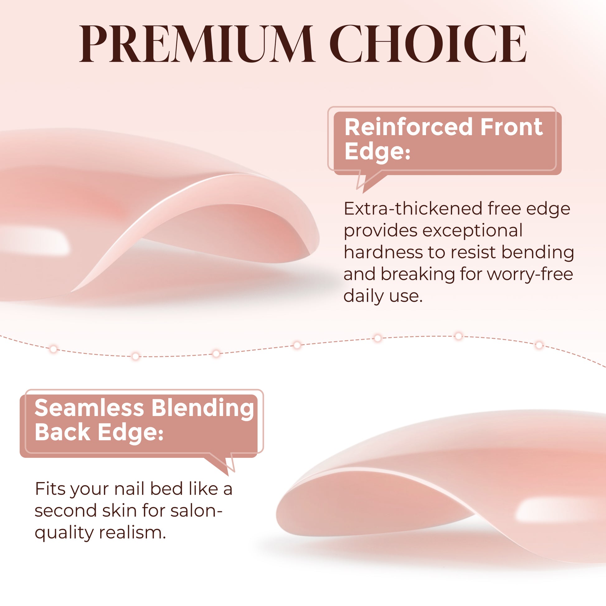 Short square chrome nude press-on nails by UNA GELLA in squoval-soft shape with 16 sizes, featuring a glossy soft gel finish.