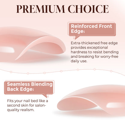 Short square chrome nude press-on nails by UNA GELLA in squoval-soft shape with 16 sizes, featuring a glossy soft gel finish.