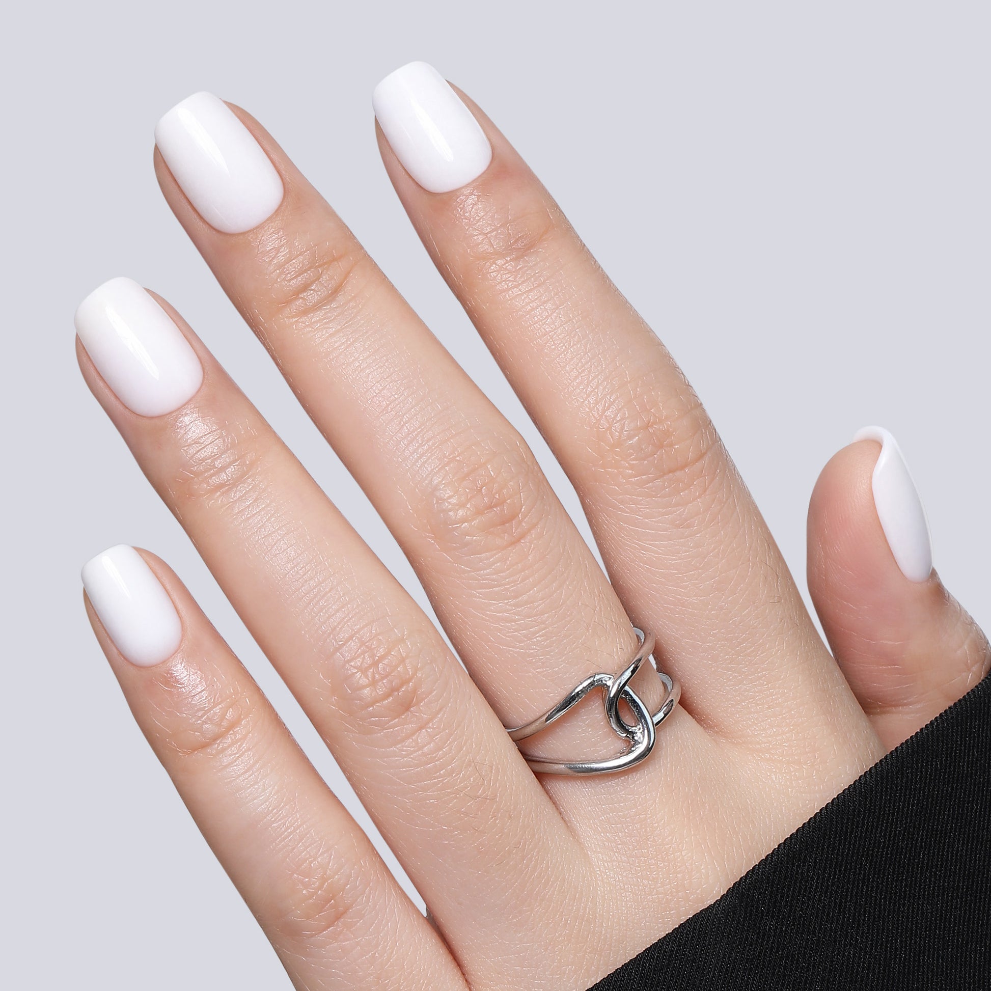 UNA GELLA soft gel press-on nails in short square shape, 32 pieces with 16 sizes, reusable salon-grade DIY kit.