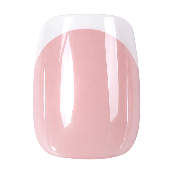 UNA GELLA silver mirror French press on nails set with short squoval-square nails for DIY nail art design.