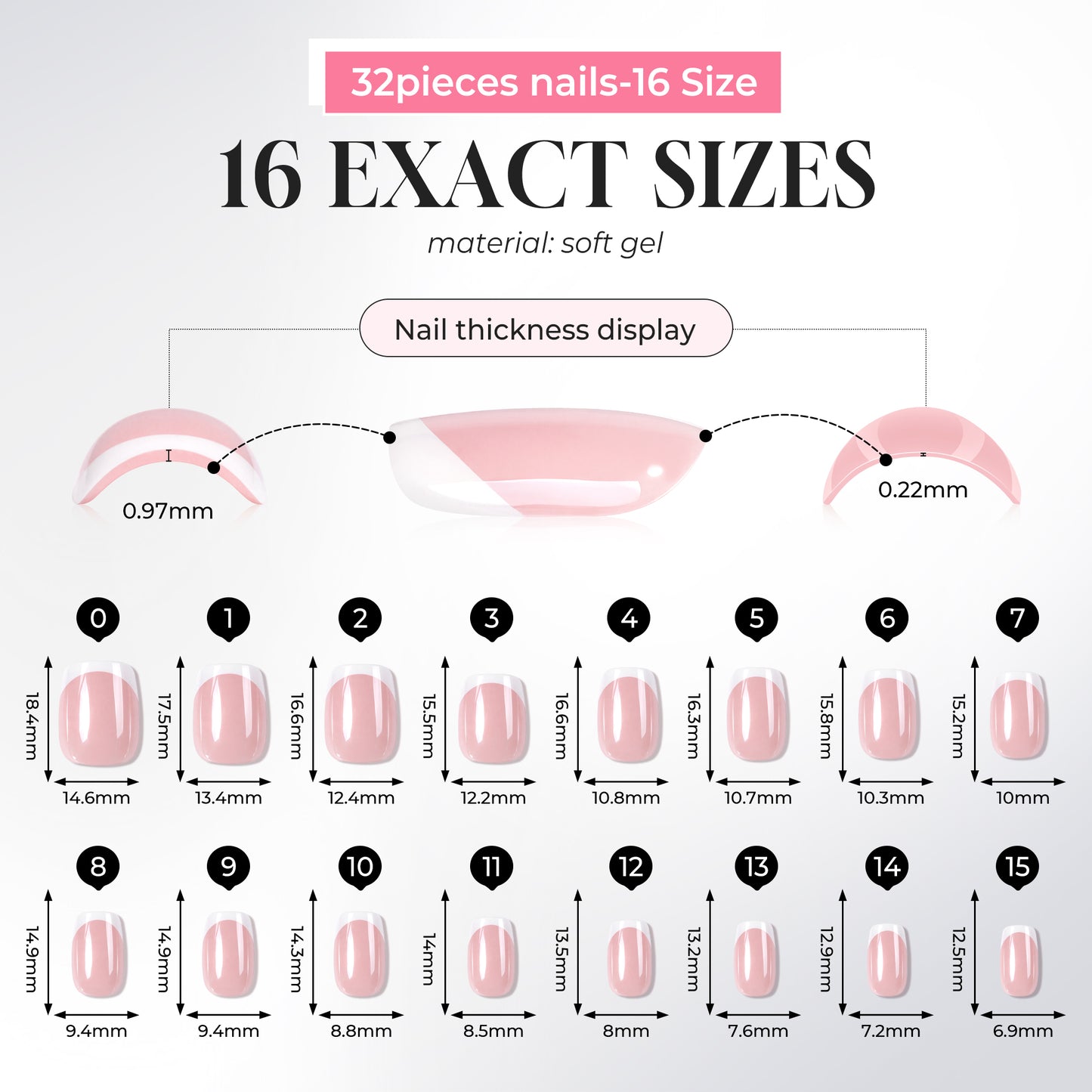 UNA GELLA silver mirror French press on nails in short squoval shape, 32-piece set for DIY nail art design.