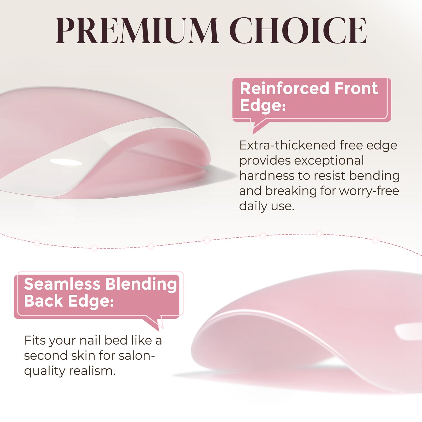 Reusable UNA GELLA Soft Gel Pink French Squoval Toenail Kit with 16 sizes, showing various press-on soft gel toenails in a kit.