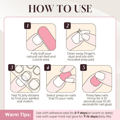 UNA GELLA Soft Gel Press On Toenails in pink French squoval shape, reusable kit with 16 sizes for natural-looking toe nails.