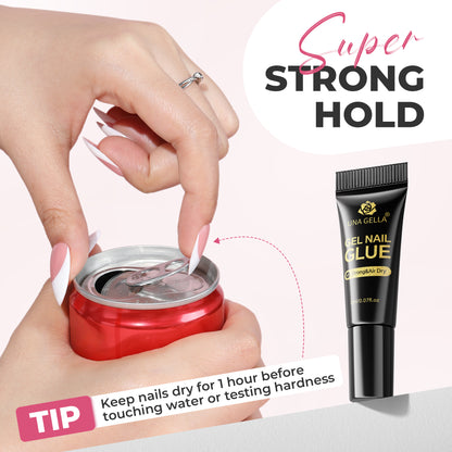 UNA GELLA Ultra-Strong Nail Adhesive Gel Glue 5-pack, 2ml each, quick-drying, long-lasting nail glue for durable nails