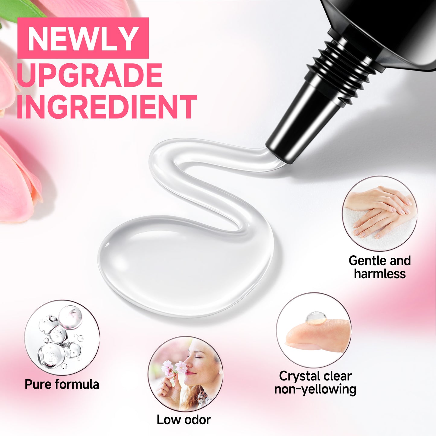 UNA GELLA Ultra-Strong Nail Adhesive 10ml, two-pack, long-lasting solid nail glue for secure, durable manicures without a lamp.