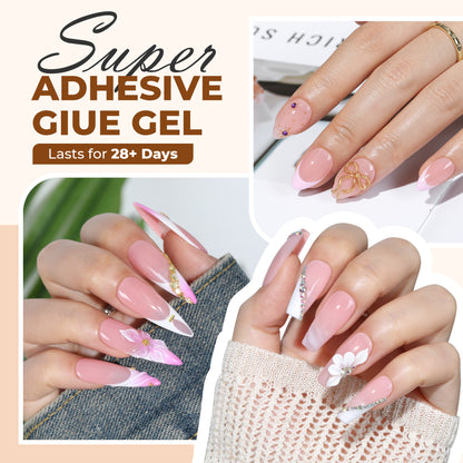 UNA GELLA ultra-strong nail adhesive gel in a 10ml pack, showing the semi-solid nail glue suitable for press-on nails.