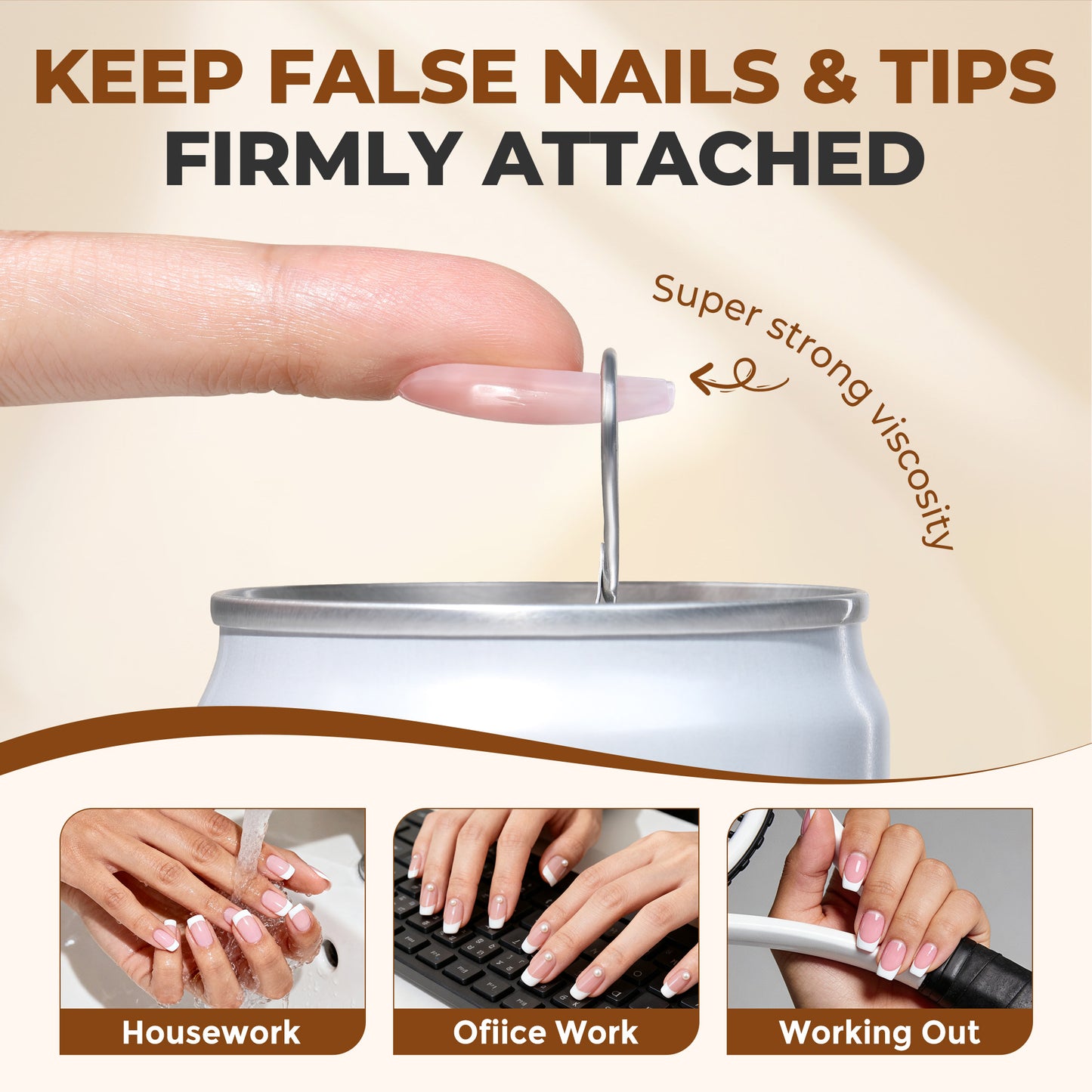 UNA GELLA ultra-strong nail adhesive gel in 10ml bottles, shown in a 2-pack for fast-drying press-on gel nail reinforcement.
